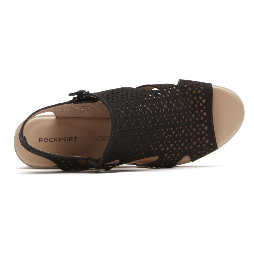 Rockport Womens Sandals Black - Hadley Bungee - UK 309-QRKJTS